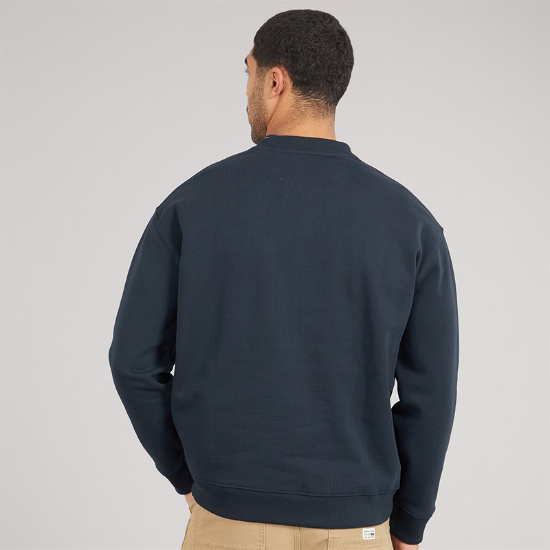 Lyle And Scott Vintage Mens Script Heavyweight Crew Neck Sweatshirt Dark Navy