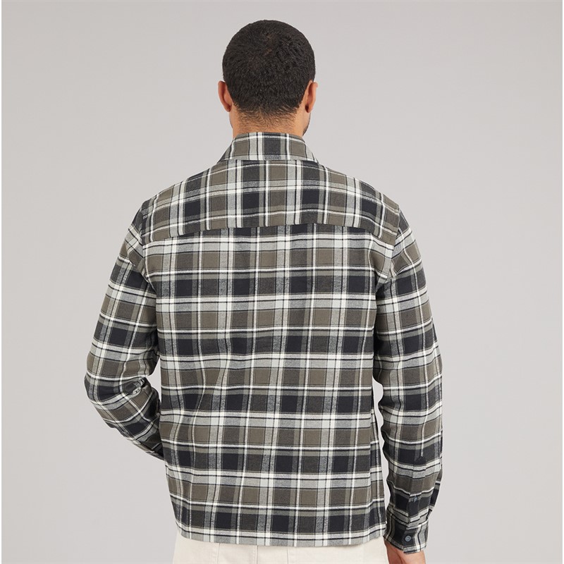 Lyle And Scott Vintage Mens Brushed Cotton Check Shirt Jet Black/Limestone