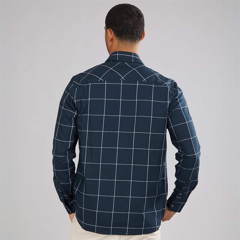 Lyle And Scott Vintage Mens Window Pane Check Shirt Dark Navy/White