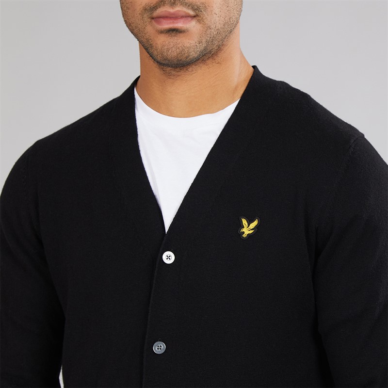 Lyle And Scott Vintage Mens V Neck Cardigan Jet Black