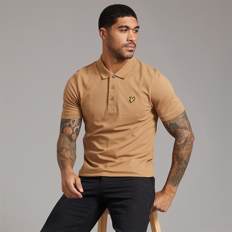 Lyle And Scott Vintage Mens Plain Polo Shirt Tigers Eye