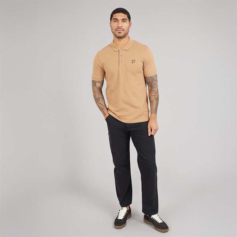 Lyle And Scott Vintage Mens Plain Polo Shirt Tigers Eye
