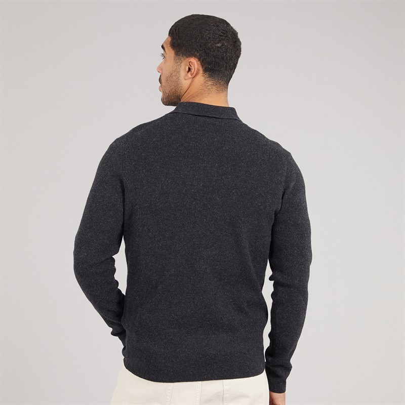 Lyle And Scott Vintage Mens Rugby Jumper Jet Black Marl