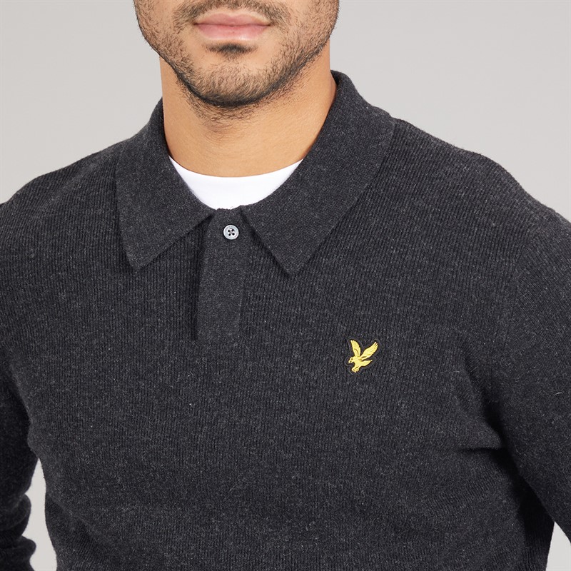 Lyle And Scott Vintage Mens Rugby Jumper Jet Black Marl
