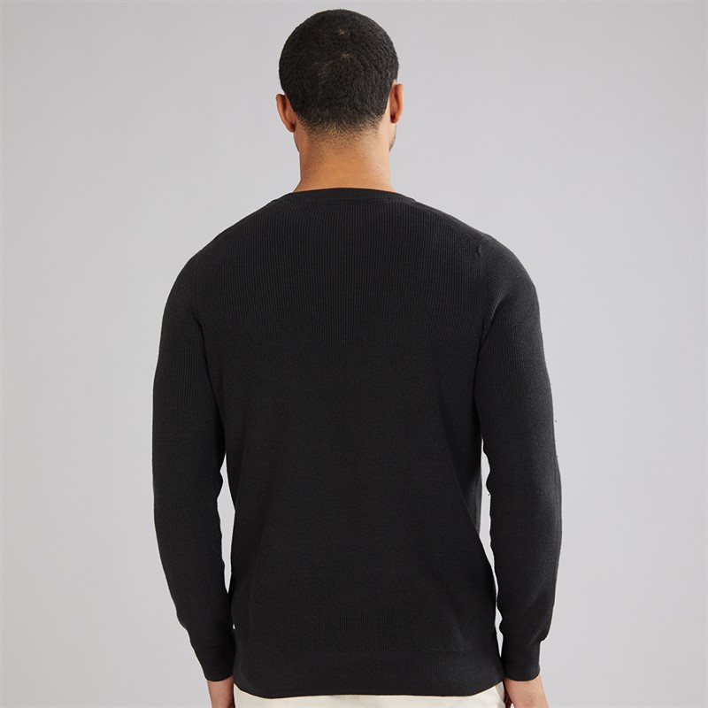 Lyle And Scott Vintage Mens Engineered Rib Crew Neck Jumper Black Ice