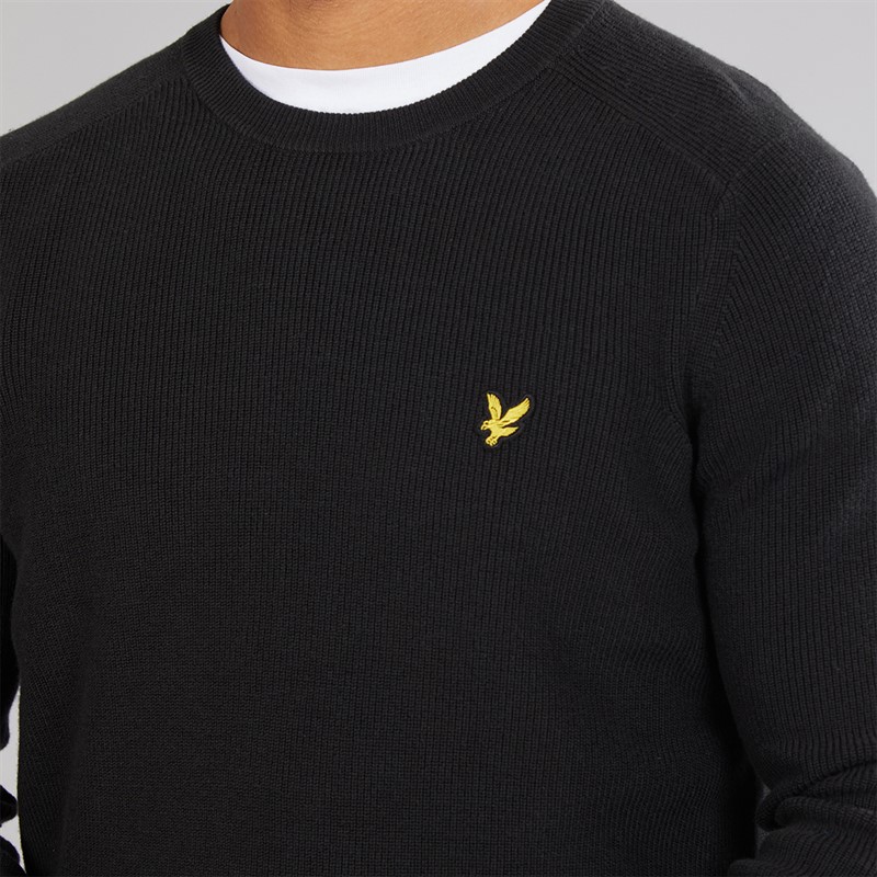 Lyle And Scott Vintage Mens Engineered Rib Crew Neck Jumper Black Ice