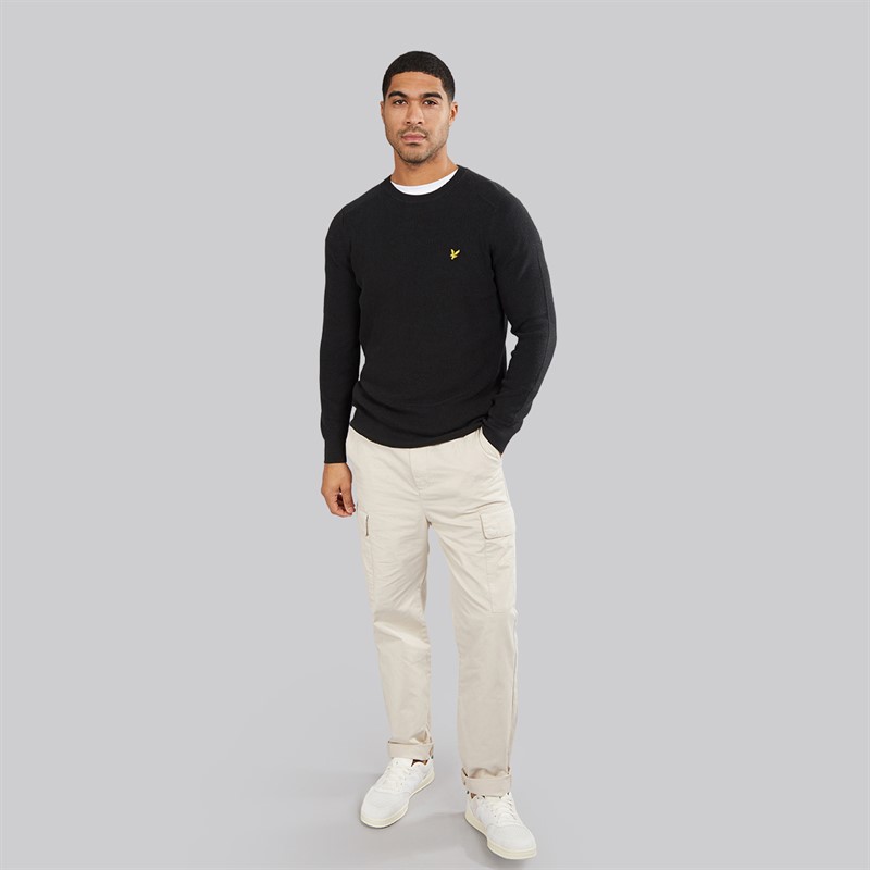 Lyle And Scott Vintage Mens Engineered Rib Crew Neck Jumper Black Ice