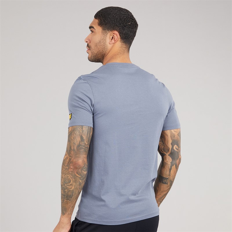 Lyle And Scott Vintage Mens Stripe Logo Graphic T-Shirt Steel Indigo