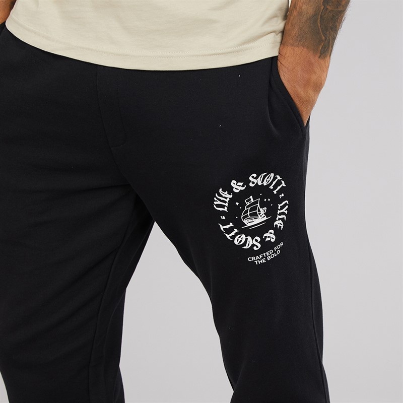 Lyle And Scott Vintage Mens Insignia Straight Leg Joggers Jet Black