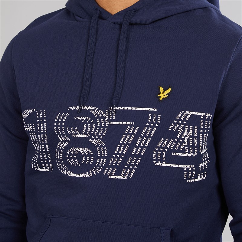 Lyle And Scott Vintage Mens 1874 Logo Pullover Hoodie Navy