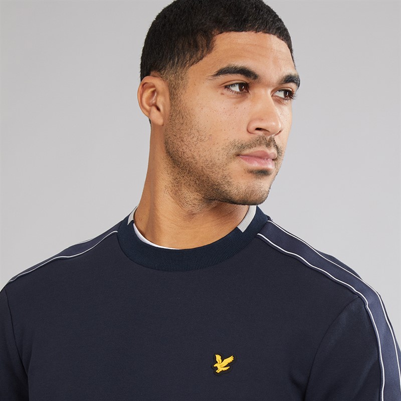 Lyle And Scott Vintage Mens Tape Crew Neck Sweatshirt Dark Navy