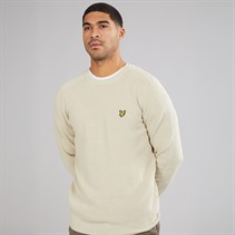 Lyle And Scott Vintage Mens Engineered Rib Crew Neck Jumper Grey Taupe