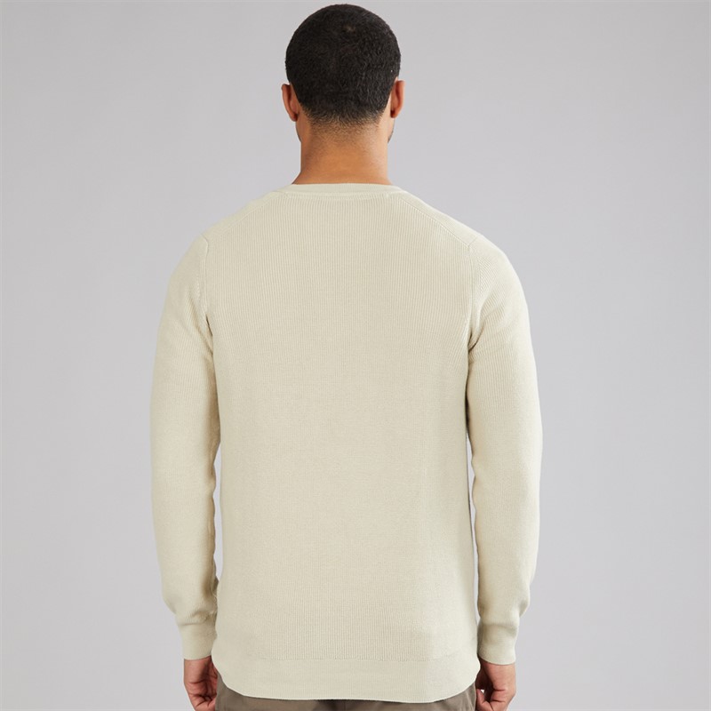 Lyle And Scott Vintage Mens Engineered Rib Crew Neck Jumper Grey Taupe