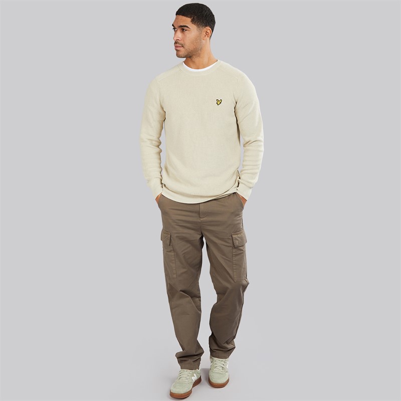 Lyle And Scott Vintage Mens Engineered Rib Crew Neck Jumper Grey Taupe