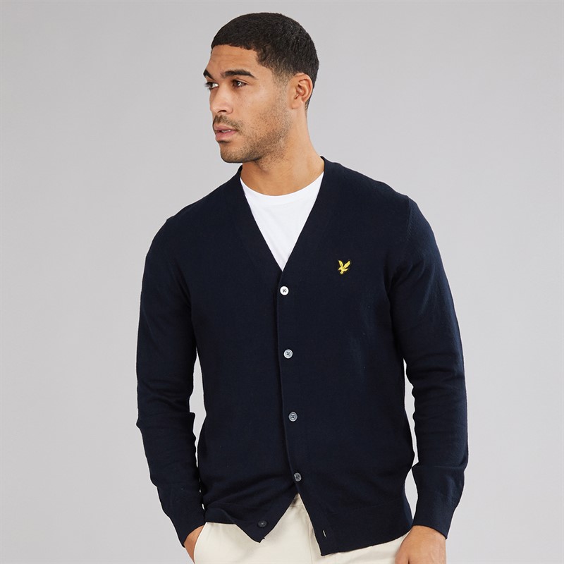 Lyle And Scott Vintage Mens V Neck Cardigan Dark Navy