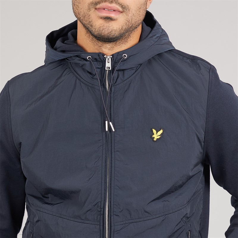 Lyle And Scott Vintage Mens Half Raglan Hybrid Hoodie Dark Navy