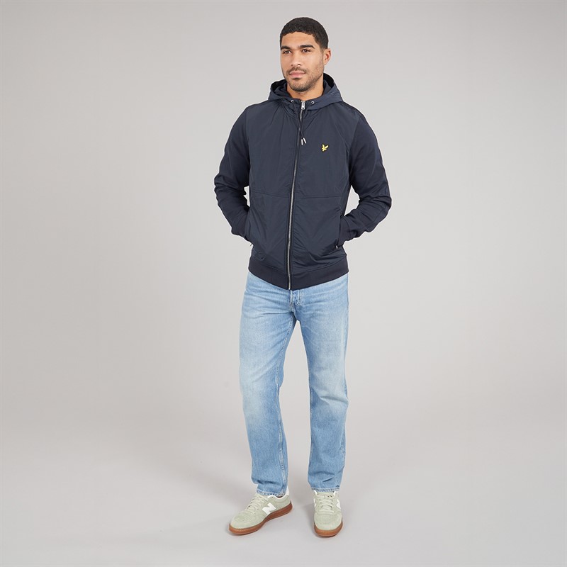 Lyle And Scott Vintage Mens Half Raglan Hybrid Hoodie Dark Navy