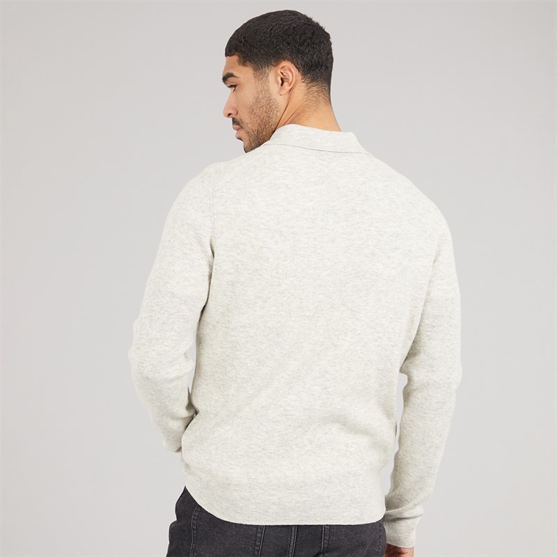 Lyle And Scott Vintage Mens Rugby Jumper Light Grey Marl