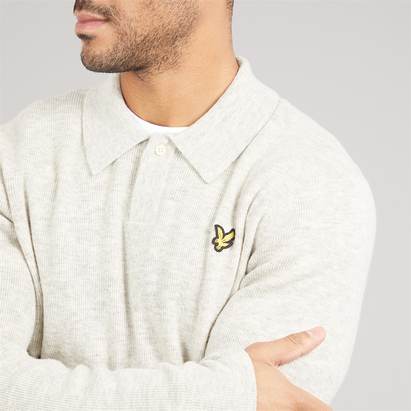 Lyle And Scott Vintage Mens Rugby Jumper Light Grey Marl