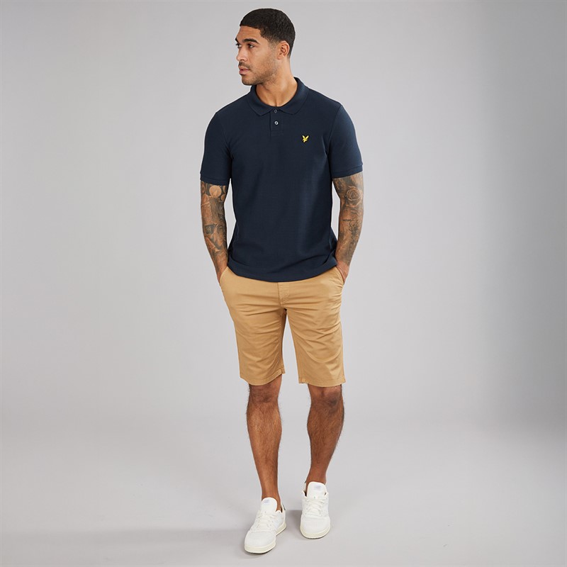 Lyle And Scott Vintage Mens Jacquard Dobby Polo Shirt Dark Navy