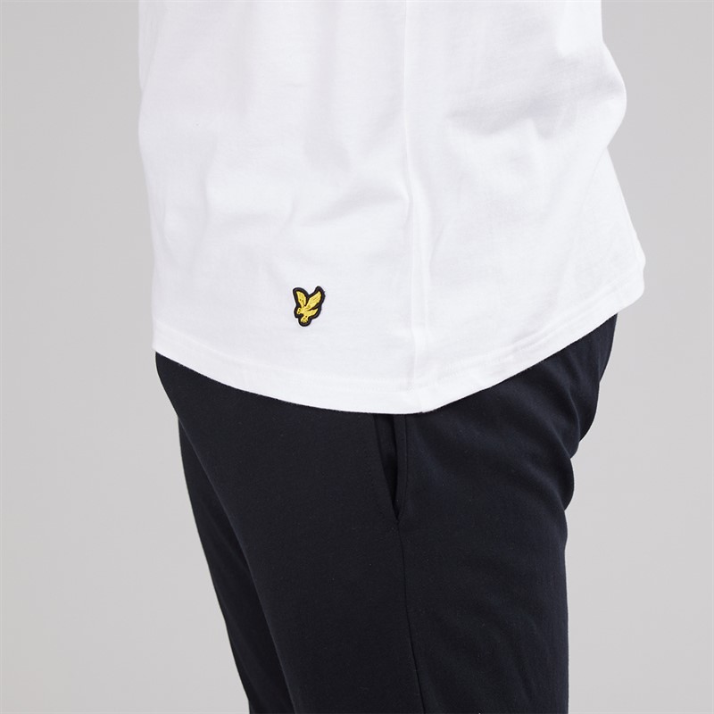 Lyle And Scott Vintage Mens Two Pack Striped Long Sleeve Loungewear T-Shirts Olive Stripe/White