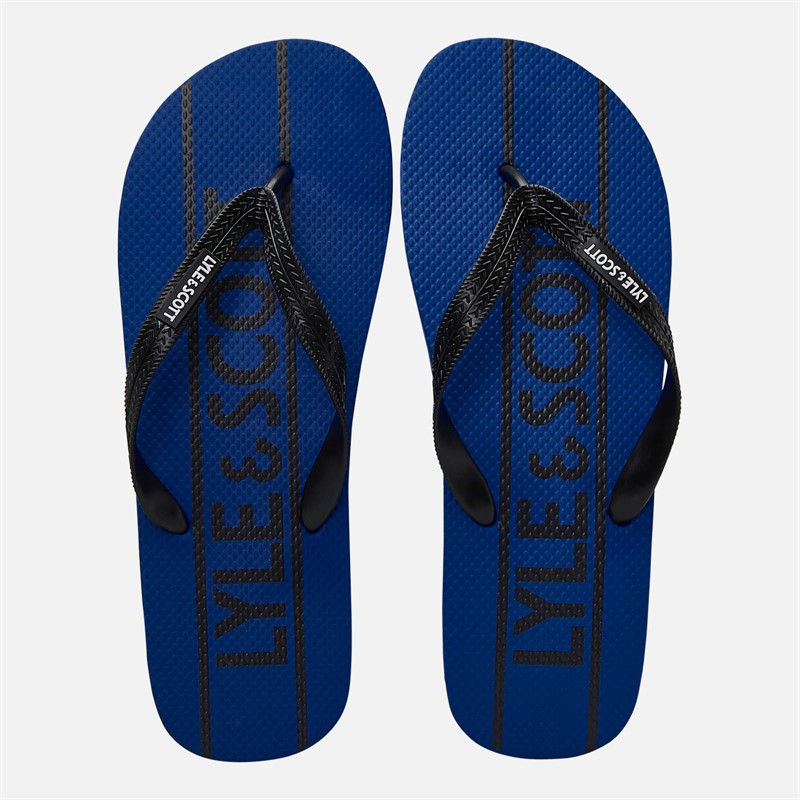 Lyle And Scott Vintage Mens Sand Flip Flops Royal Blue Blue/Black