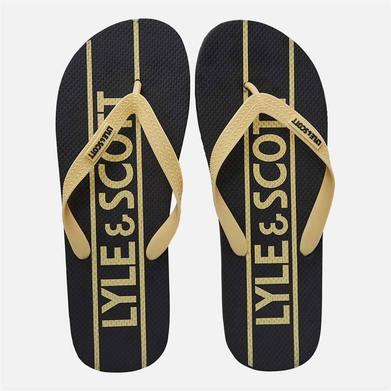 Lyle And Scott Vintage Mens Sand Flip Flops Black/Gold