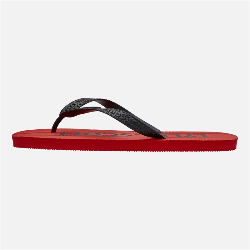 Lyle And Scott Vintage Mens Sand Flip Flops Red/Black