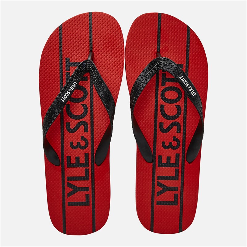 Lyle And Scott Vintage Mens Sand Flip Flops Red/Black