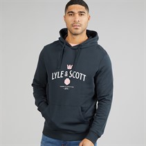 Lyle And Scott Vintage Mens Cheers To Tradition Graphic Hoodie Dark Navy