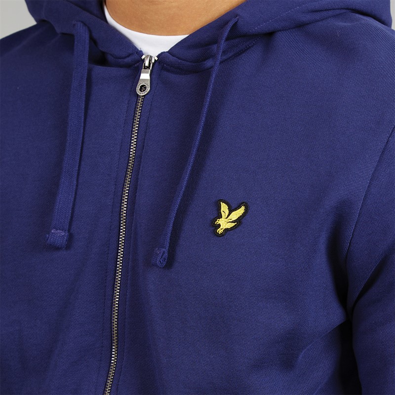 Lyle And Scott Vintage Mens Zip Through Hoodie Deep Indigo
