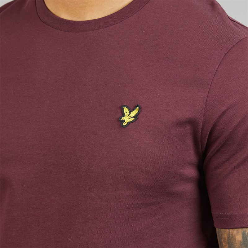 Lyle And Scott Vintage Mens Plain T-Shirt Burgundy