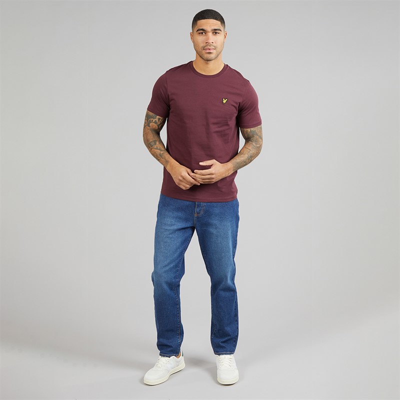 Lyle And Scott Vintage Mens Plain T-Shirt Burgundy