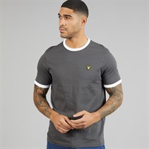 Lyle And Scott Vintage Mens Ringer T-Shirt Gunmetal/White