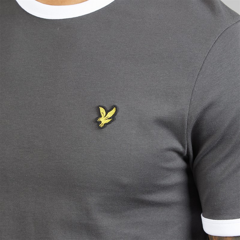 Lyle And Scott Vintage Mens Ringer T-Shirt Gunmetal/White