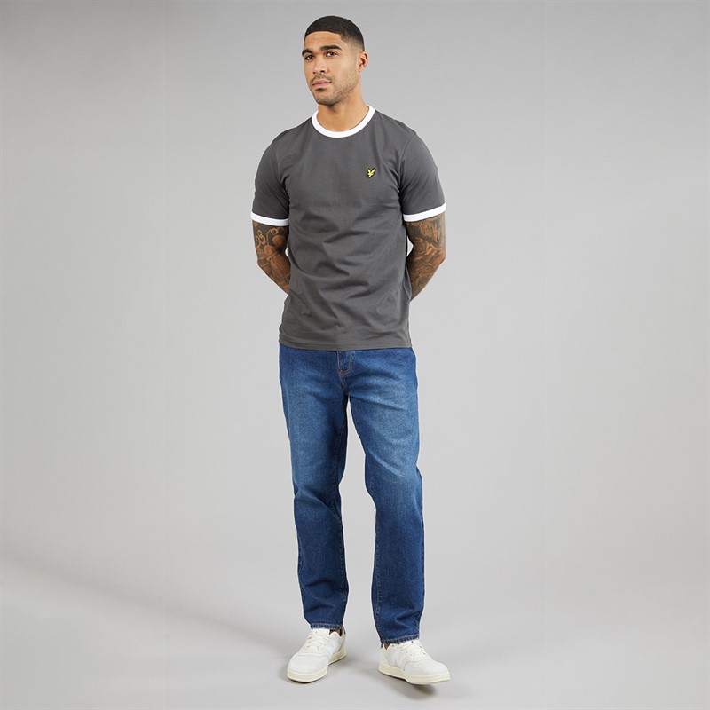 Lyle And Scott Vintage Mens Ringer T-Shirt Gunmetal/White