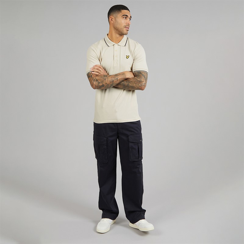 Lyle And Scott Vintage Mens Tipped Polo Shirt Cove/Jet Black