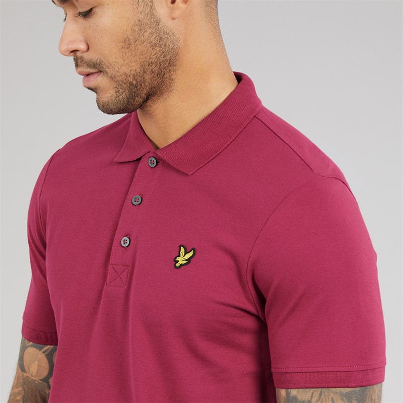 Lyle And Scott Vintage Mens Plain Polo Shirt Rich Burgundy