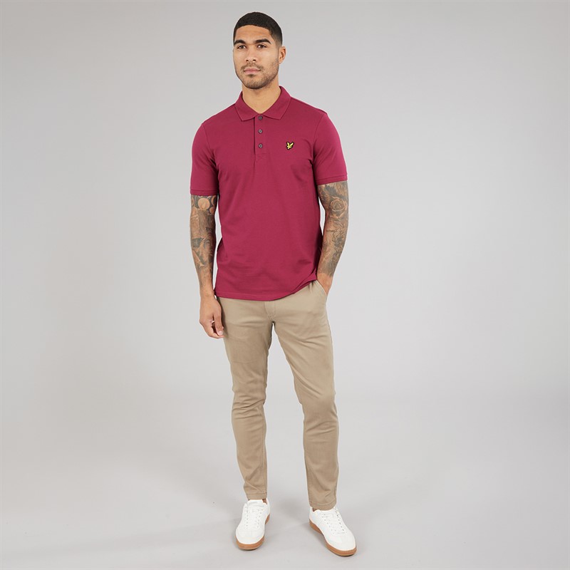 Lyle And Scott Vintage Mens Plain Polo Shirt Rich Burgundy