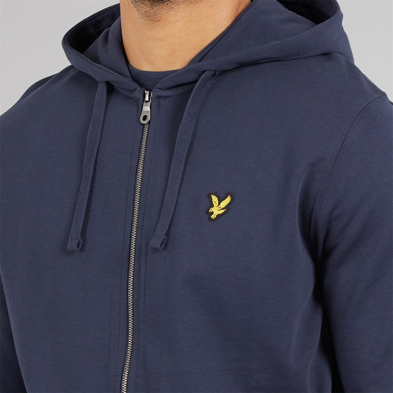 Lyle And Scott Vintage Mens Zip Through Hoodie Blue Night