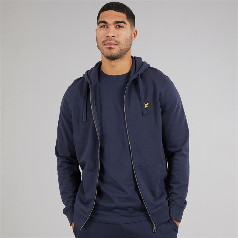 Lyle And Scott Vintage Mens Zip Through Hoodie Blue Night