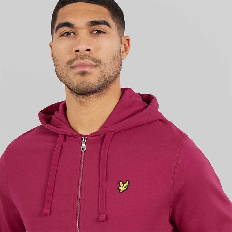 Lyle And Scott Vintage Mens Zip Through Hoodie Rich Burgundy