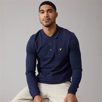 Lyle And Scott Vintage Mens Long Sleeve Polo Shirt Navy