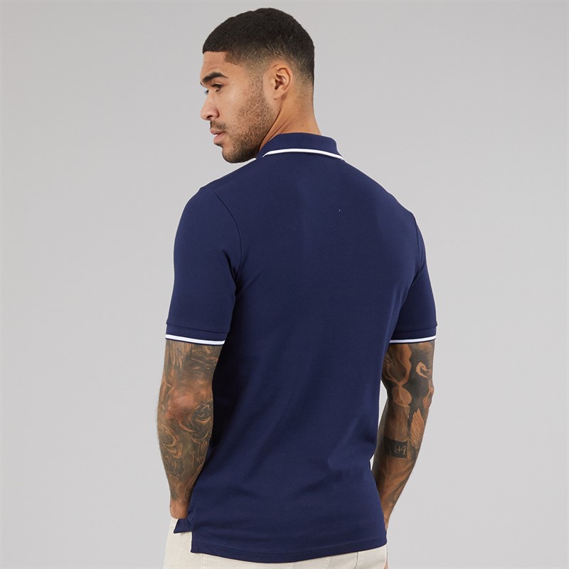 Lyle And Scott Vintage Mens Tipped Polo Shirt Navy/White