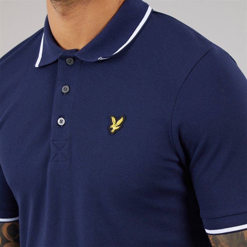 Lyle And Scott Vintage Mens Tipped Polo Shirt Navy/White