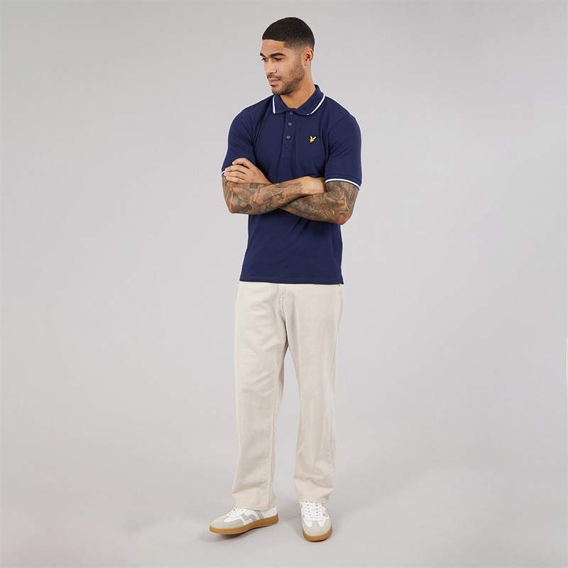 Lyle And Scott Vintage Mens Tipped Polo Shirt Navy/White
