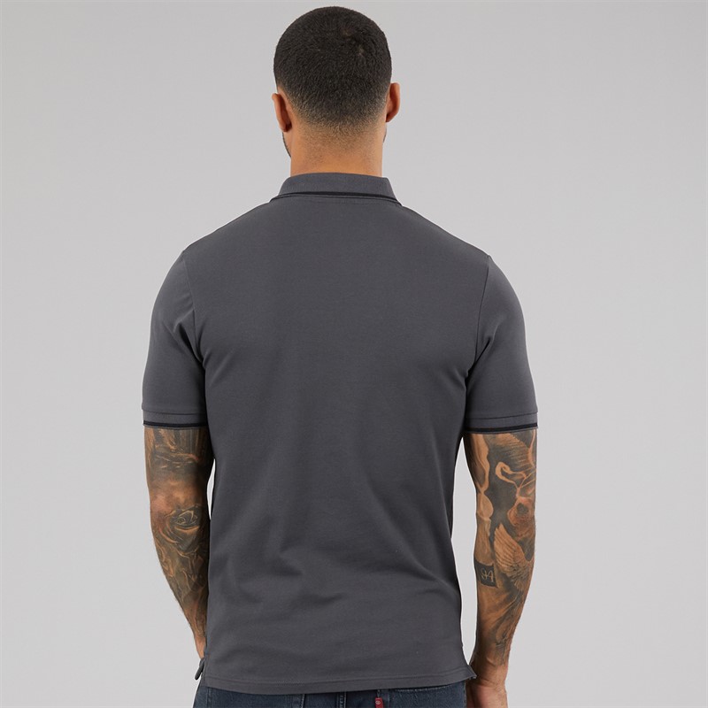 Lyle And Scott Vintage Mens Tipped Polo Shirt Gunmetal/Jet Black