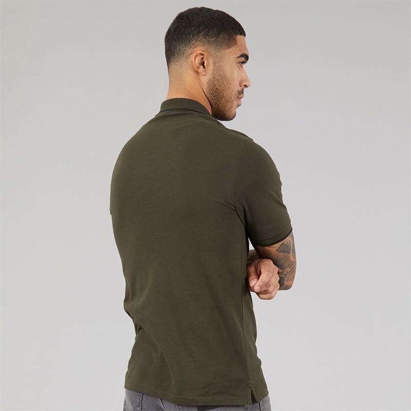 Lyle And Scott Vintage Mens Tipped Polo Shirt Olive/Jet Black