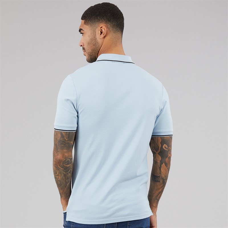 Lyle And Scott Vintage Mens Tipped Polo Shirt Opal Blue/Jet Black