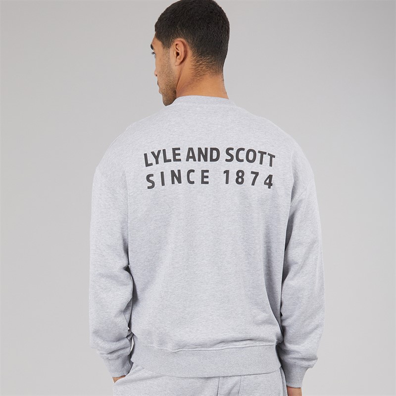 Lyle And Scott Vintage Herre Oversized 1874 Sweatshirt Light Grey Marl